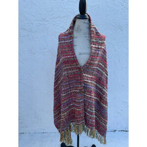 NEW Z&L Womens Boho Tassel Fringe Poncho Throw Wrap Scarf Multi Sz L